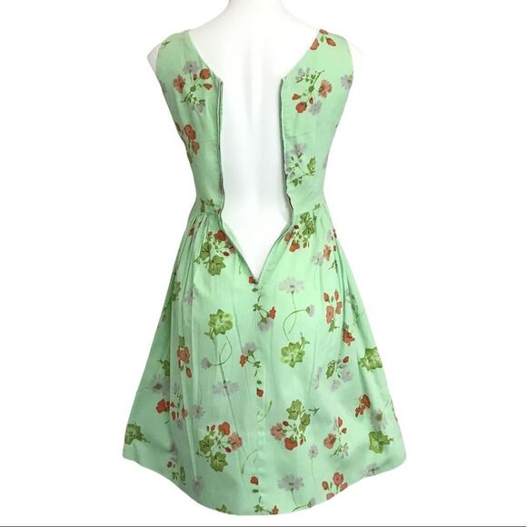 Vintage Carol Rodgers Junior Green Floral 2 Piece Dress With Bolero Jacket Set - Picture 4 of 16